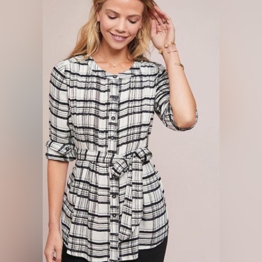 Women's Anthropologie Shirt,Black and White - Picture 2 of 7